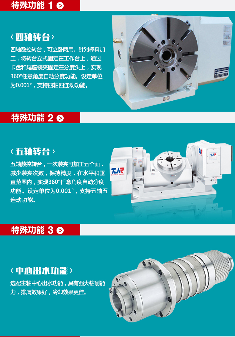 XH15系列龙门钻铣加工中心四轴转台中心出水功能