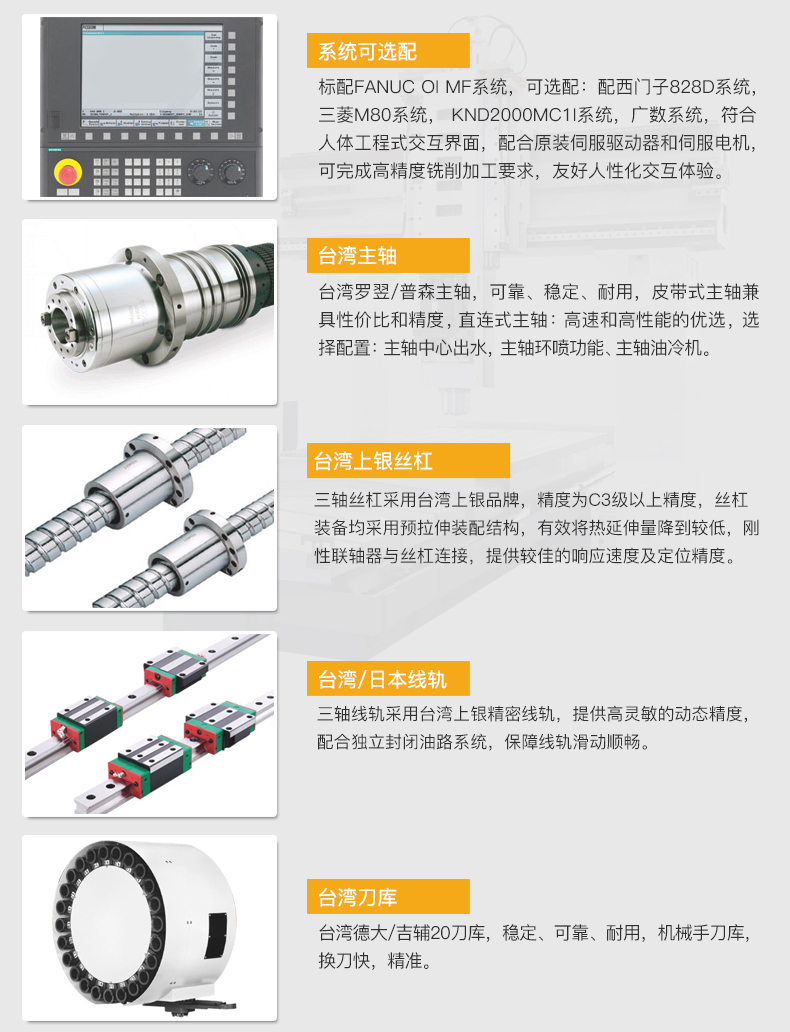 VMC740立式加工中心系统可选配台湾主轴台湾上银丝杠台湾/日本线轨台湾刀库