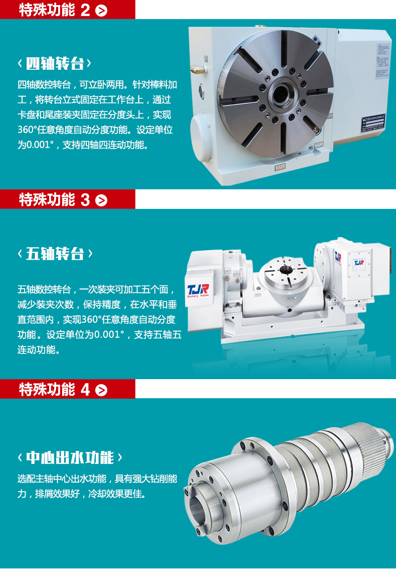 HC850卧式数控加工中心齿轮箱四轴五轴转台中心出水功能